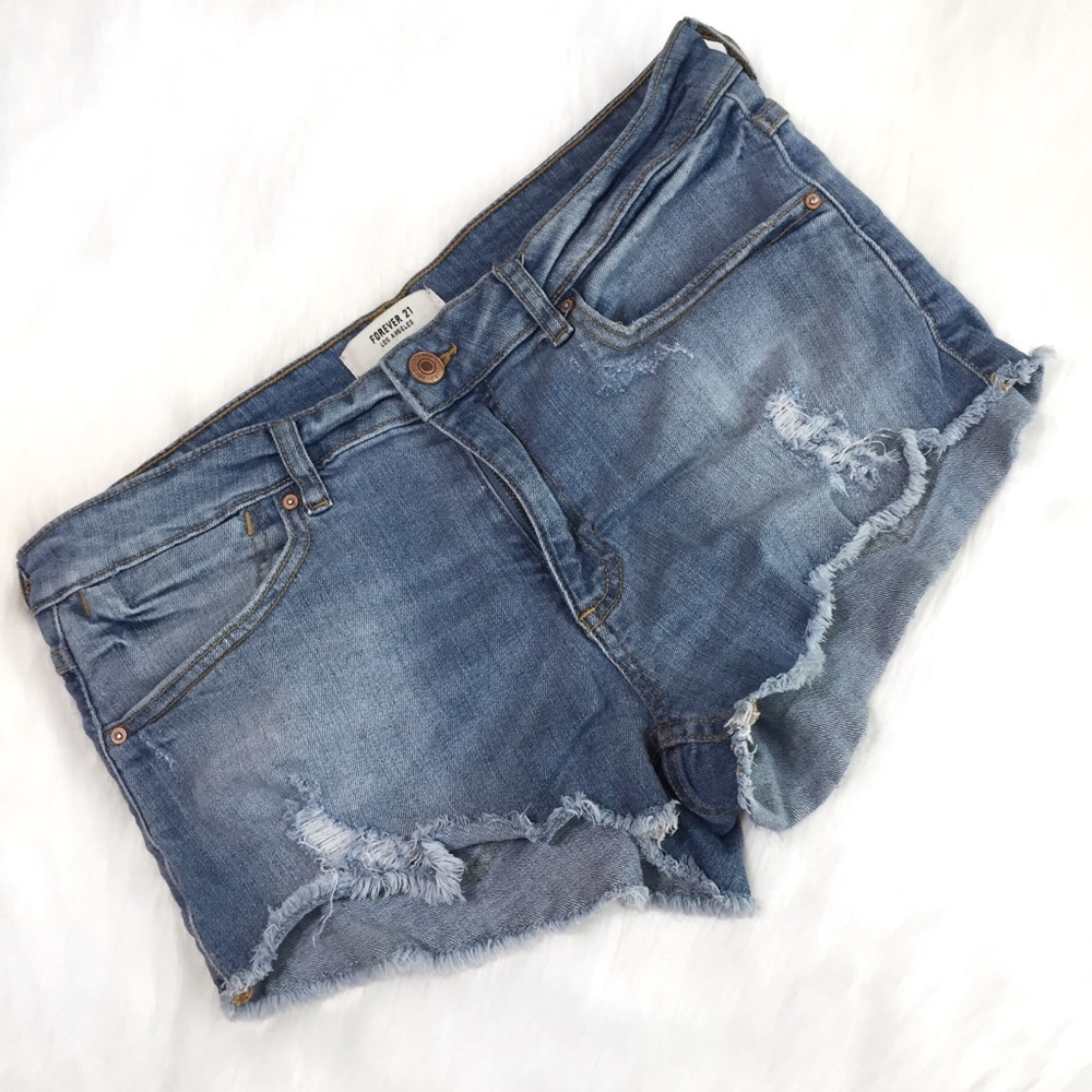 Forever 21 Distressed Denim Cutoffs (Size 29)